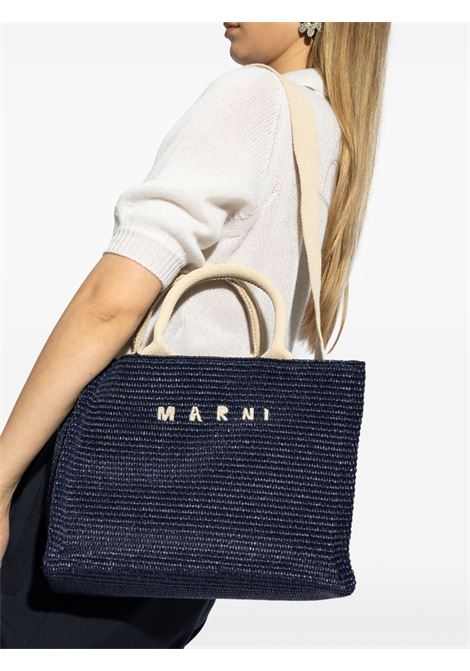 small rafia tote bag woman navy MARNI | SHMP0077U0 P386000B90